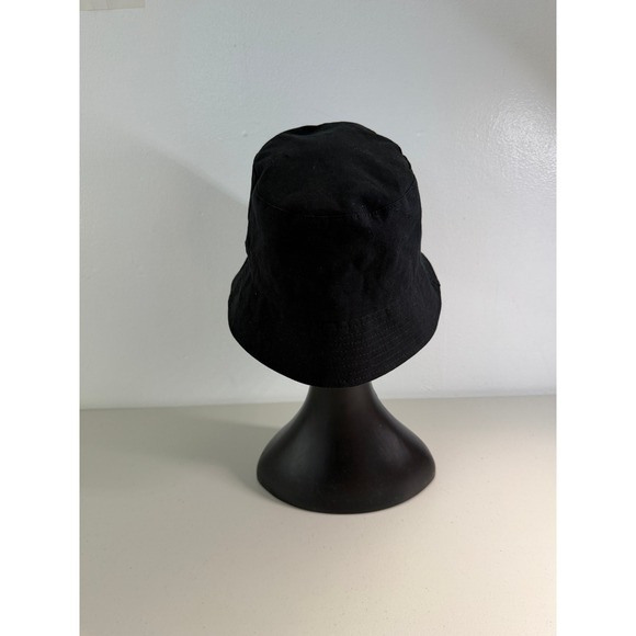 NWOT Vince Black Cotton Canvas Bucket Hat Logo Stud O/S Minimalist Sun‎ Vacation main image 4